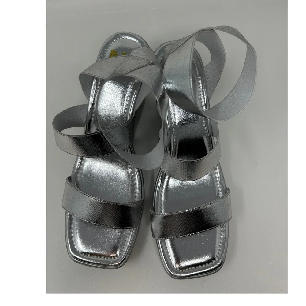Silver Metallic Wedge Sandals for Women